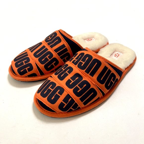 NWOB UGG Scuff Graphic Band Logo Orange Slippers Classic Slip-On Size 8 Letters - Picture 2 of 7